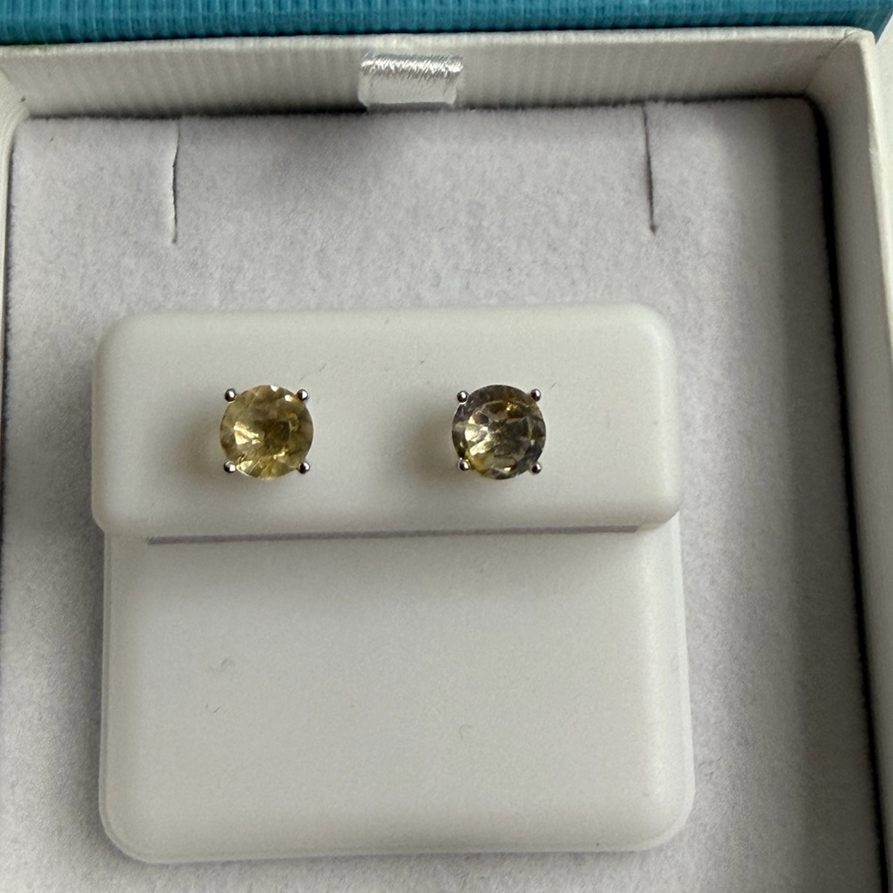 Sterling Silver Citrine Stud Earrings